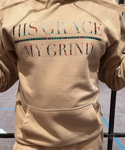His Grace/My Grind Unisex Hoodie (Ethnic Print)